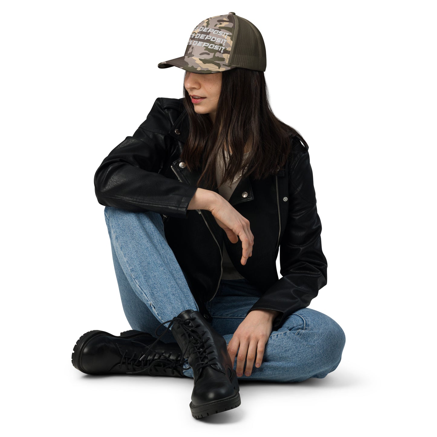 DEED & DEPOSIT™ Camouflage Logo 3 Trucker Hat