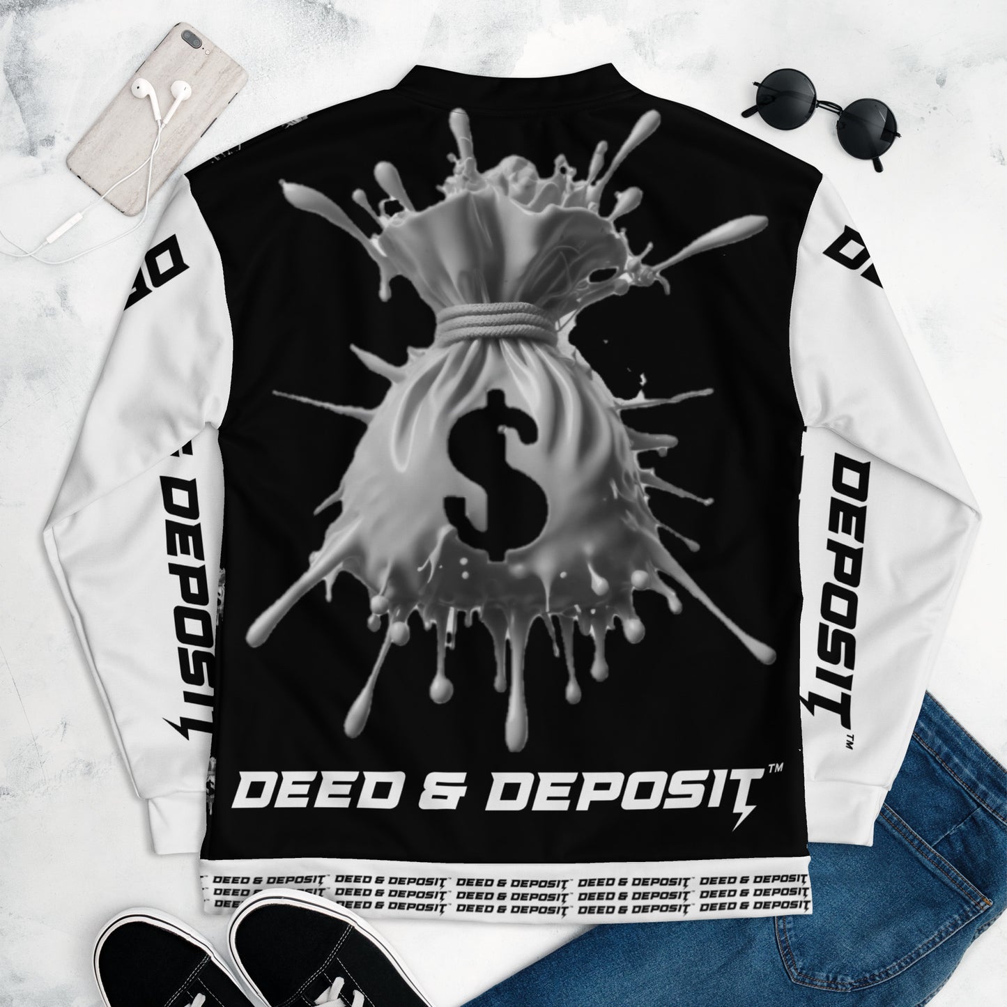 DEED & DEPOSIT™ Money Splash Bomber Jacket