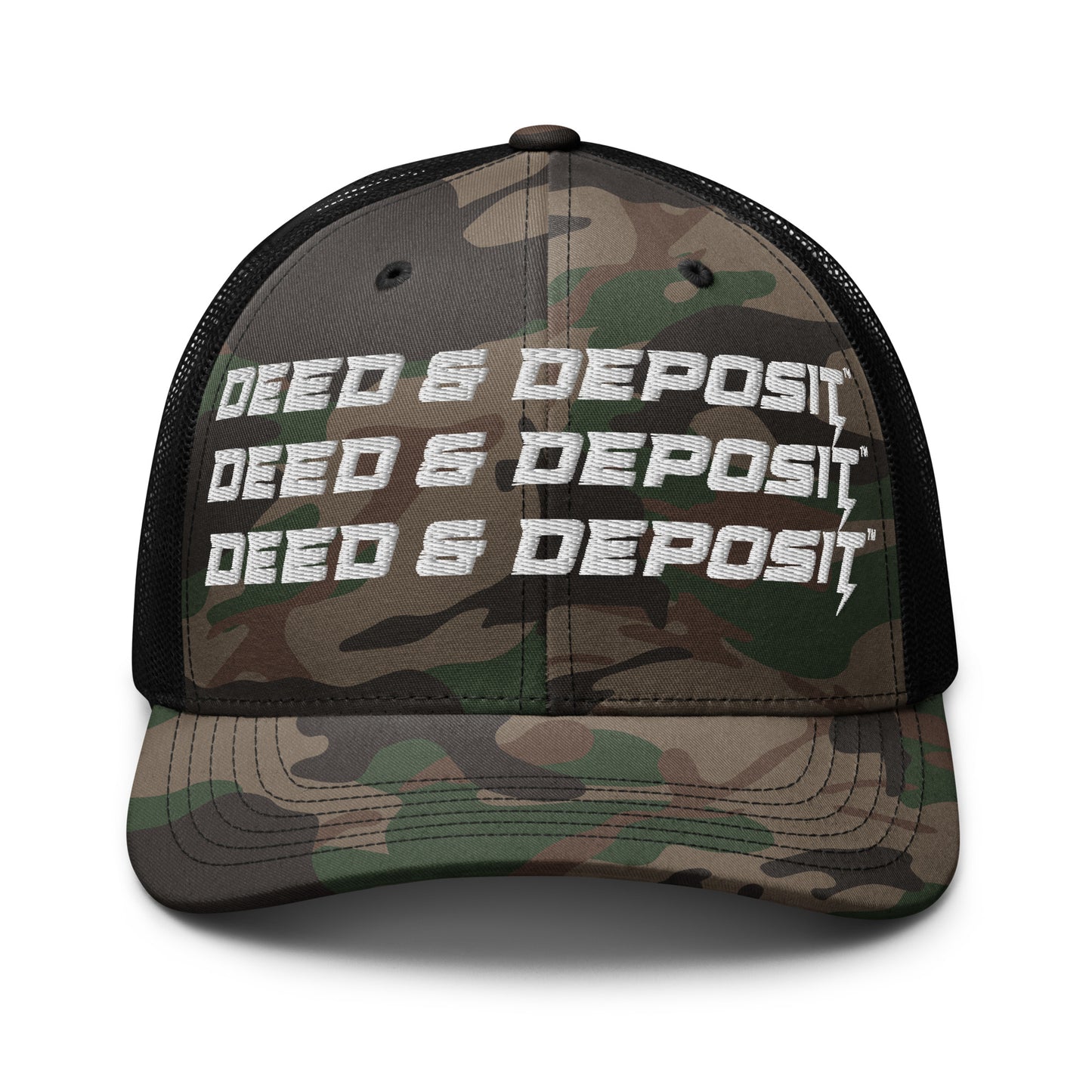 DEED & DEPOSIT™ Camouflage Logo 3 Trucker Hat