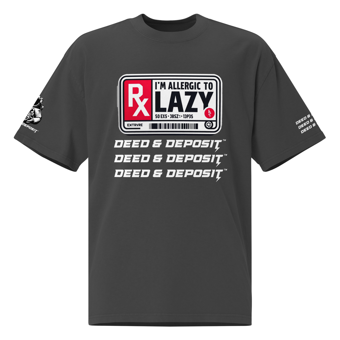 DEED & DEPOSIT™ "Allergic to Lazy" Oversized Faded T-Shirt