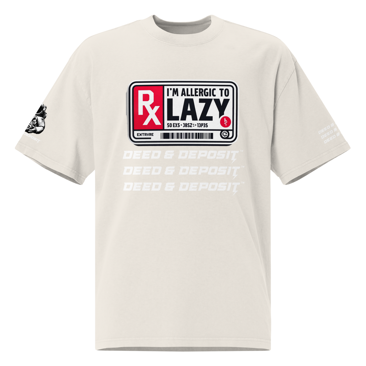 DEED & DEPOSIT™ "Allergic to Lazy" Oversized Faded T-Shirt