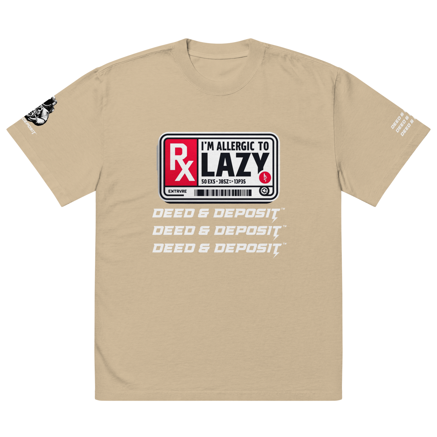 DEED & DEPOSIT™ "Allergic to Lazy" Oversized Faded T-Shirt