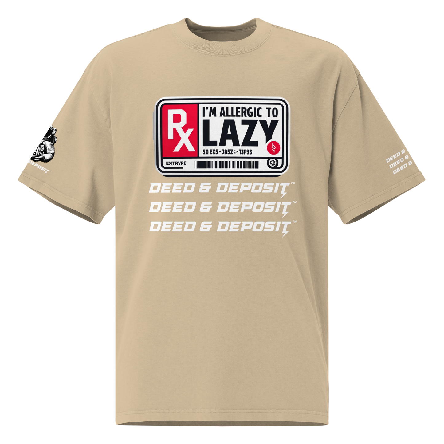 DEED & DEPOSIT™ "Allergic to Lazy" Oversized Faded T-Shirt