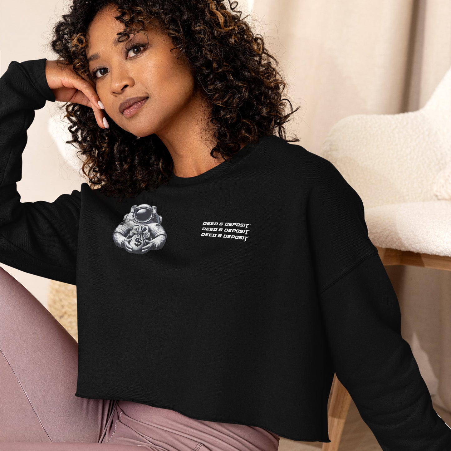 DEED & DEPOSIT™ Fleece Crop Sweatshirt